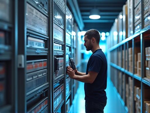 Operario en un centro de micro-fulfillment urbano